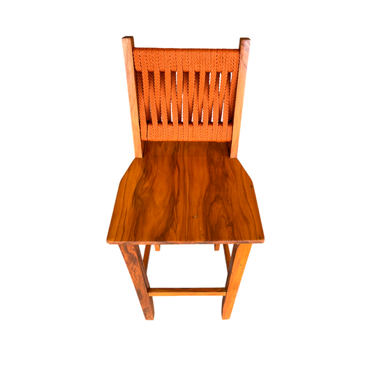 Solid Wood and Nautical Rope Stool in Blue