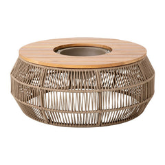 Mesa de Centro Idealle 100cm Madera Champán Madera Freijó Aluminio Color Fendi Cuerda Náutica Color Rami
