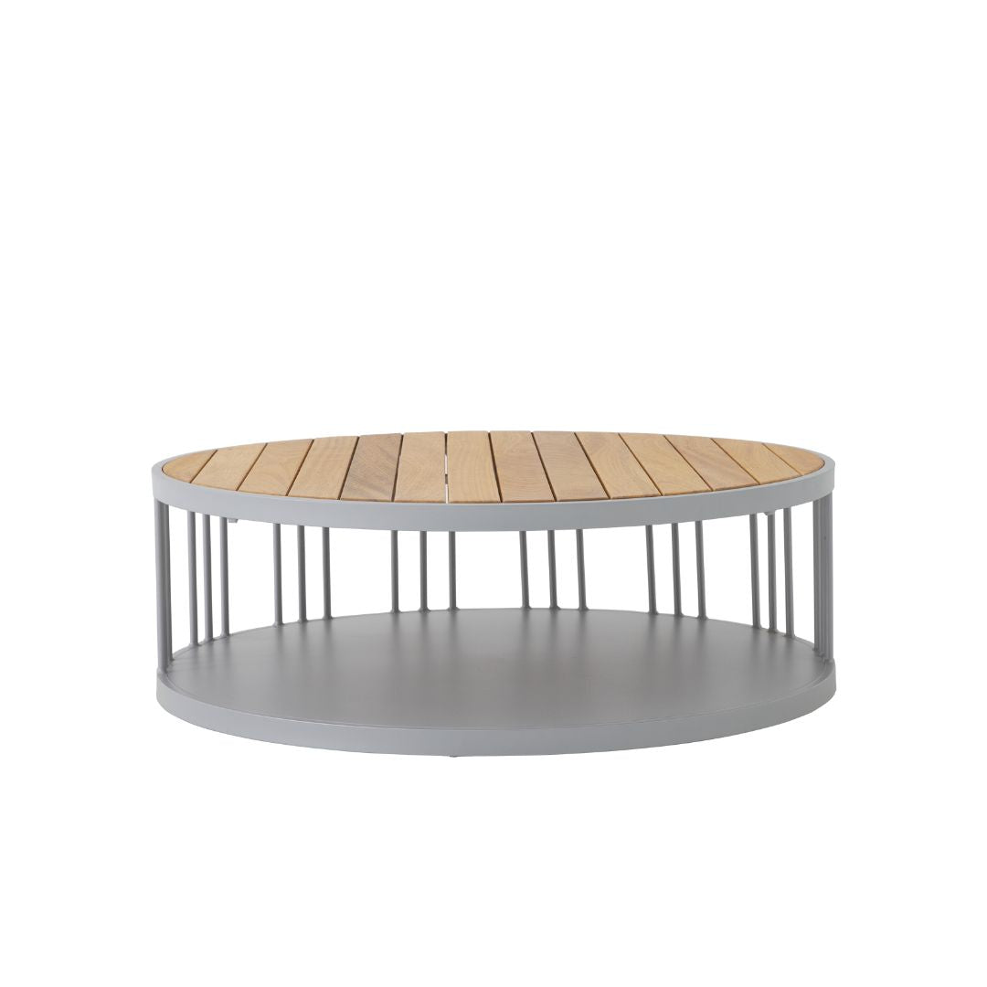 Mesa de Centro Los Angeles 90cm Madeira Freijó Alumínio Cor Prata