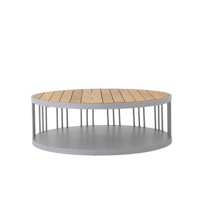 Mesa de Centro Los Angeles 90cm Madeira Freijó Alumínio Cor Prata