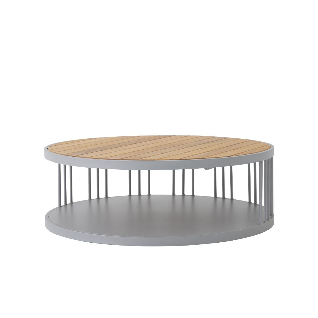 Mesa de Centro Los Angeles 90cm Madeira Freijó Alumínio Cor Prata