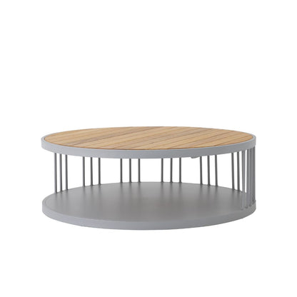 Mesa de Centro Los Angeles 90cm Madeira Freijó Alumínio Cor Prata