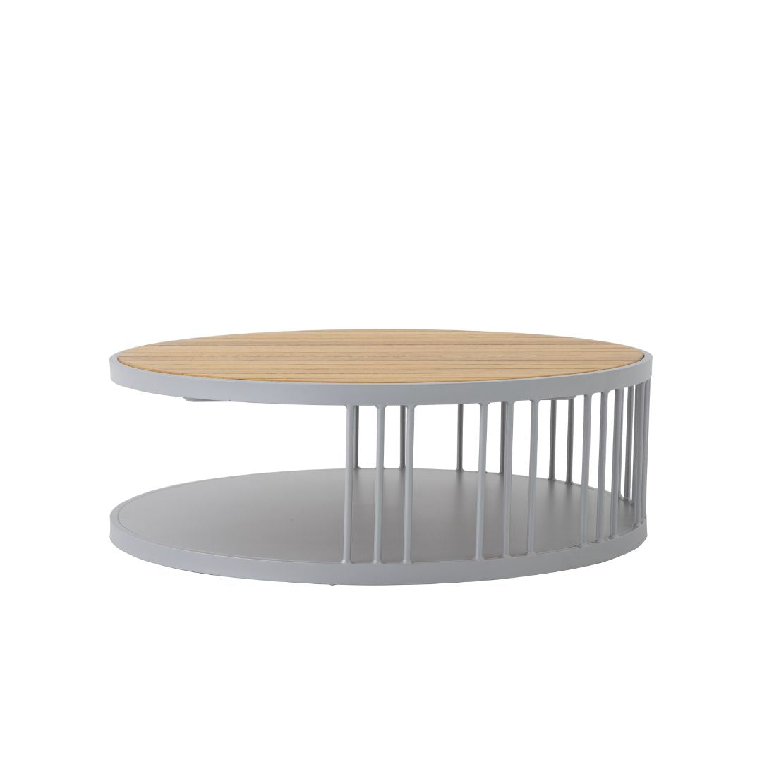 Mesa de Centro Los Angeles 90cm Madeira Freijó Alumínio Cor Prata