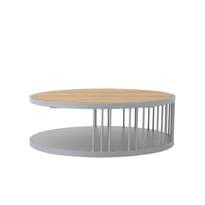Mesa de Centro Los Angeles 90cm Madeira Freijó Alumínio Cor Prata