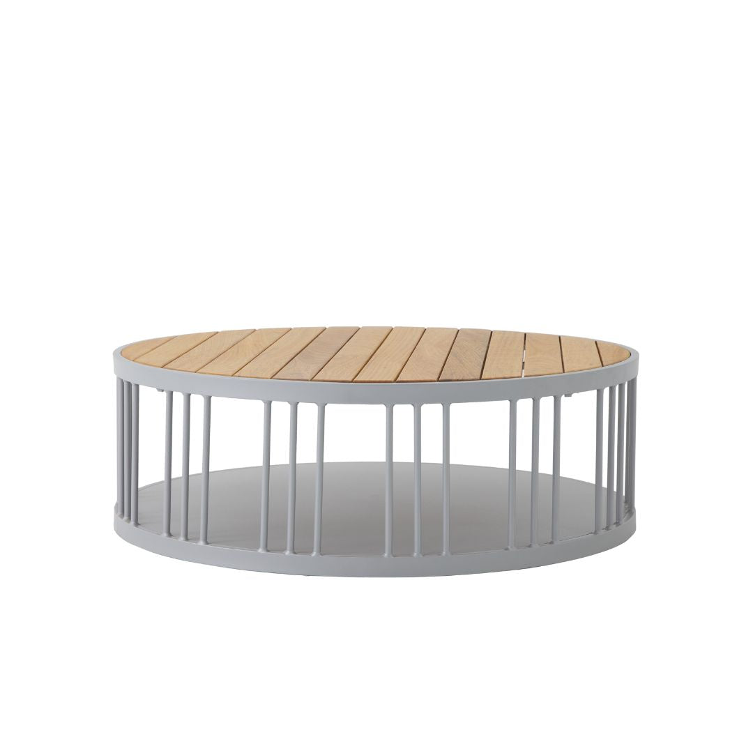 Mesa de Centro Los Angeles 90cm Madeira Freijó Alumínio Cor Prata
