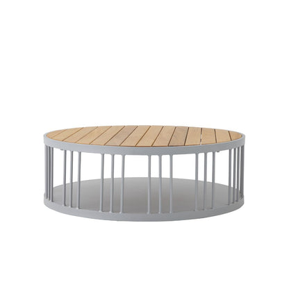 Mesa de Centro Los Angeles 90cm Madeira Freijó Alumínio Cor Prata