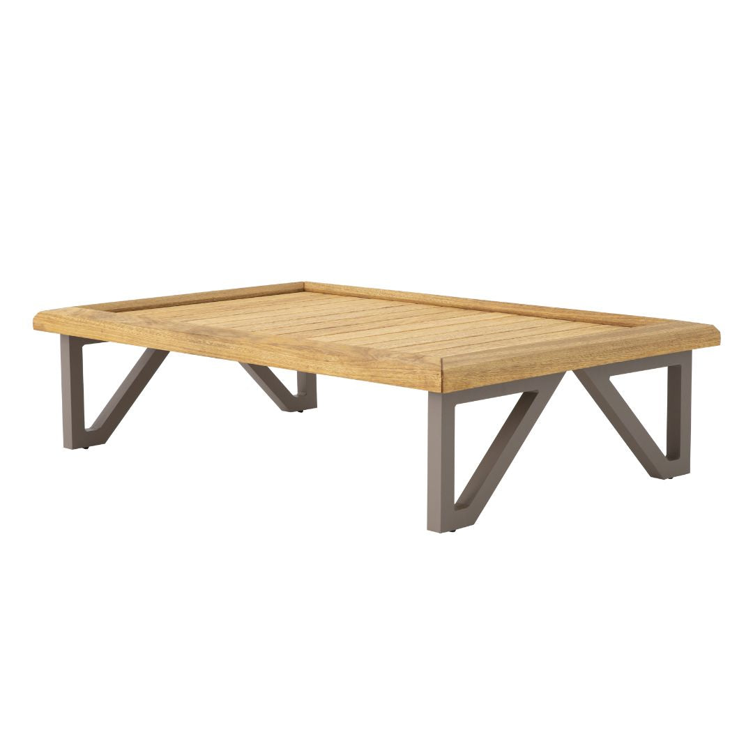 Sky Line Coffee Table 110x70cm Freijó Wood Aluminum Champagne Color