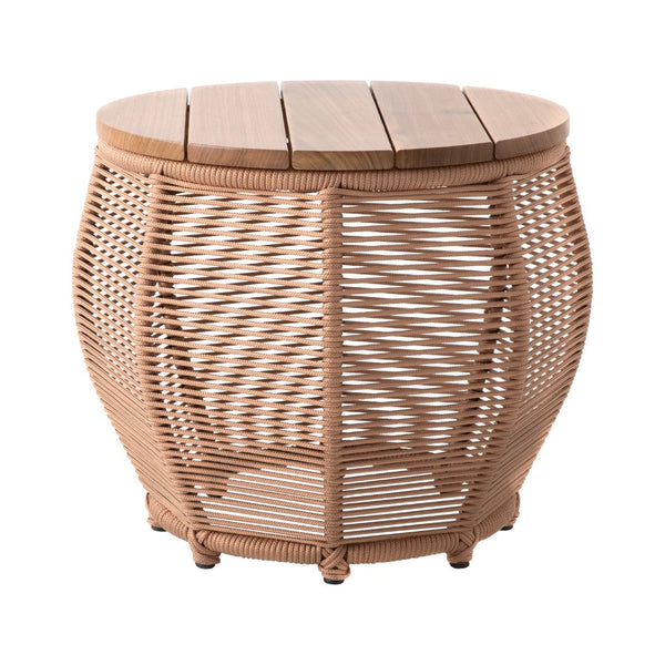 Ambiente 3 com Mesa Lateral Sorrento 45cm Madeira Cumaru Alumínio Cor Cinza Corda Náutica Cor Laranja e Rami