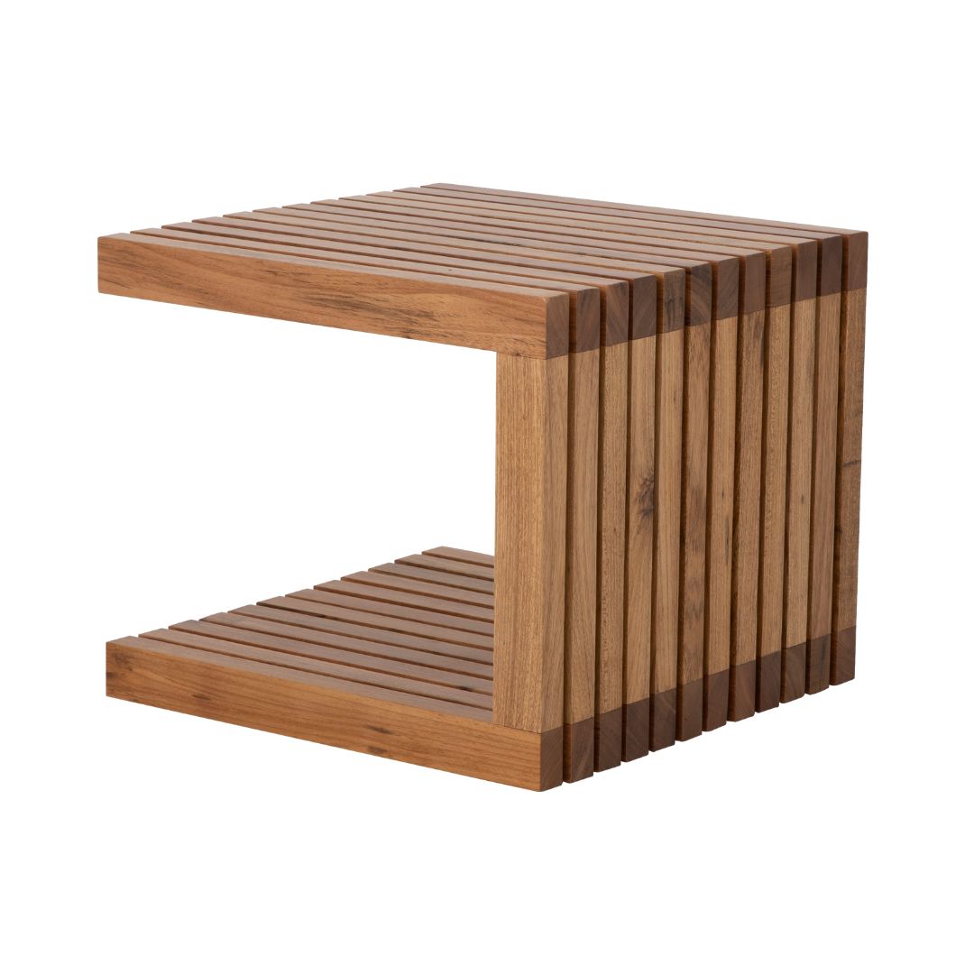 Mesa Auxiliar Lunar Tipo C 53x53cm Madera Freijó