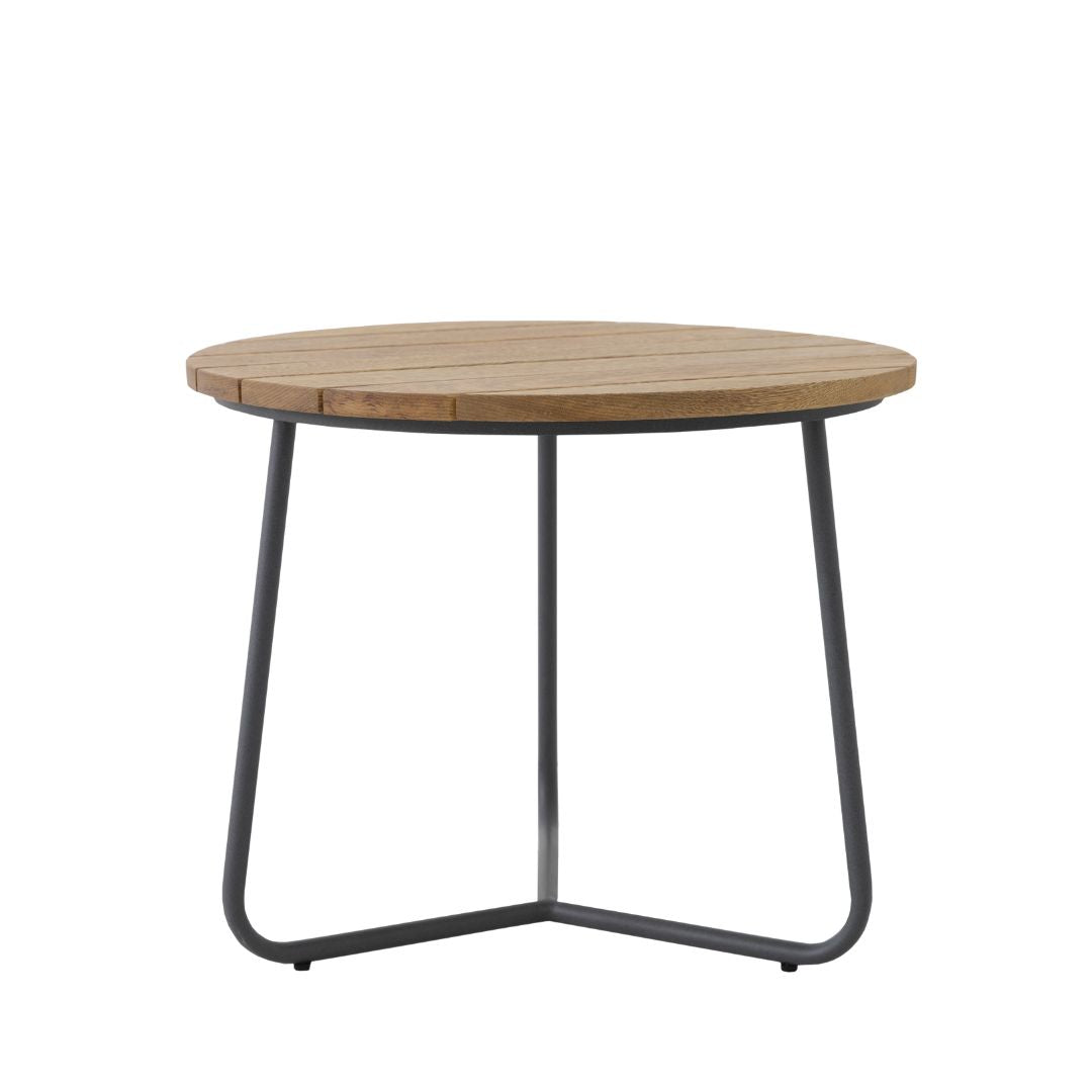Mesa Lateral Serena 60cm Madeira Freijó Alumínio Cor Chumbo