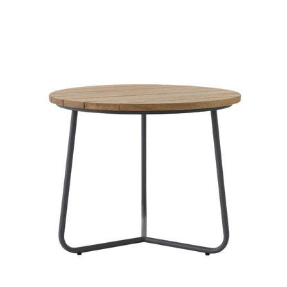 Mesa Lateral Serena 60cm Madeira Freijó Alumínio Cor Chumbo
