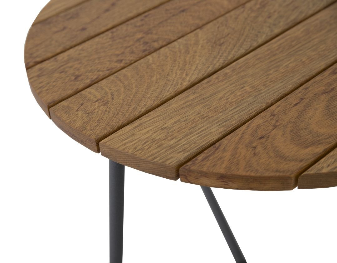 Mesa Lateral Serena 60cm Madeira Freijó Alumínio Cor Chumbo