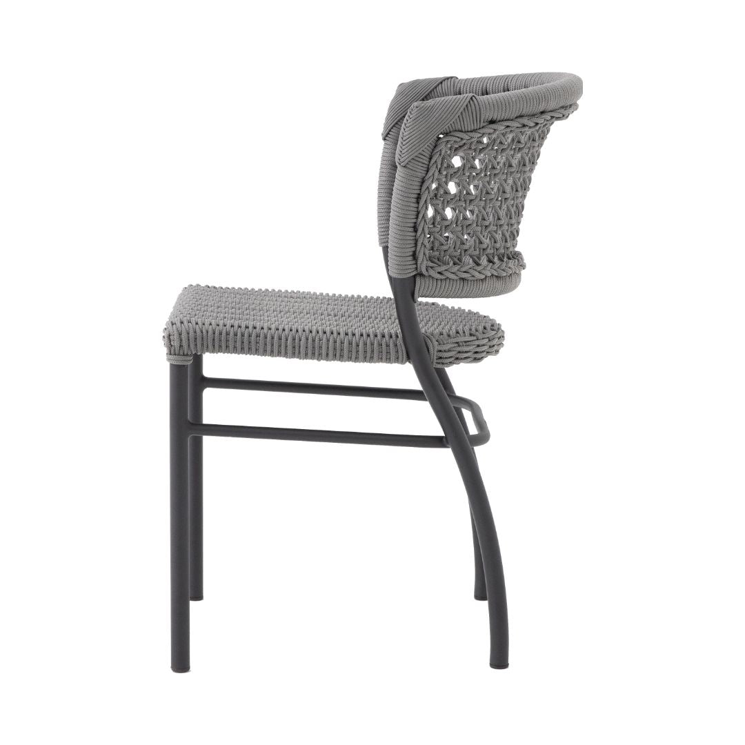 Cíntia Chair Aluminum Lead Color Nautical Rope Silver Color