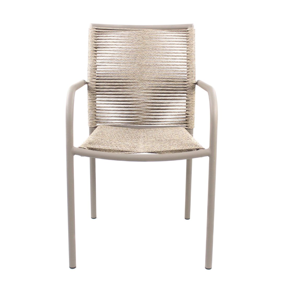 Silla Panama con Brazo de Aluminio Color Champán Cuerda Náutica Color Beige Mixto