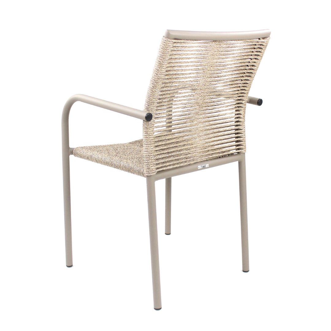 Silla Panama con Brazo de Aluminio Color Champán Cuerda Náutica Color Beige Mixto