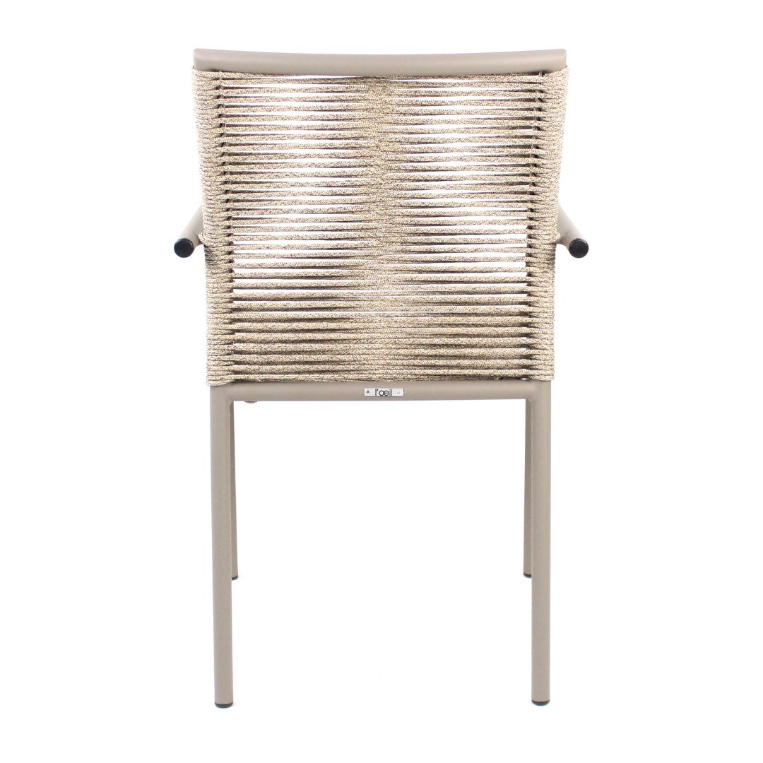 Silla Panama con Brazo de Aluminio Color Champán Cuerda Náutica Color Beige Mixto