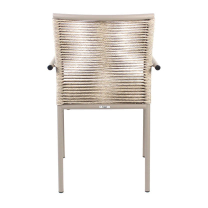 Silla Panama con Brazo de Aluminio Color Champán Cuerda Náutica Color Beige Mixto
