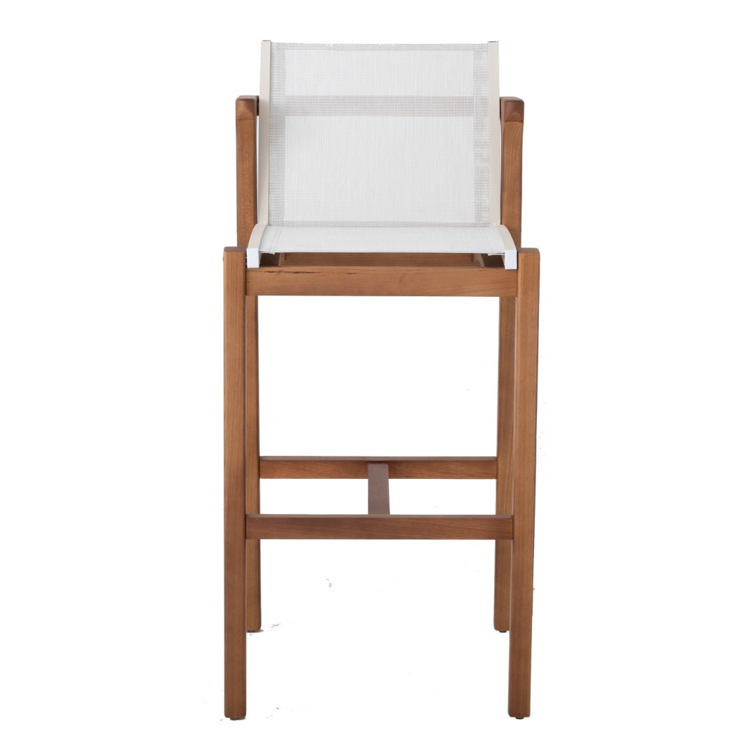 Taburete Itapuã Freijó Madera Aluminio Color Beige Tela Blanca