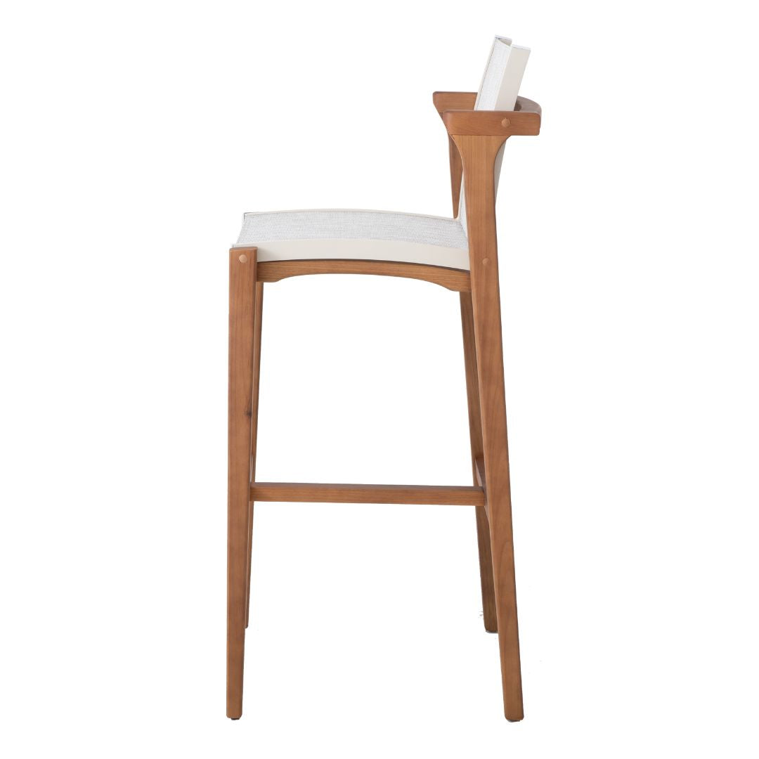 Taburete Itapuã Freijó Madera Aluminio Color Beige Tela Blanca
