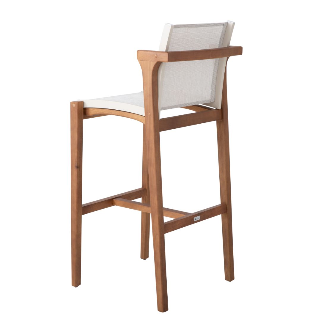 Taburete Itapuã Freijó Madera Aluminio Color Beige Tela Blanca