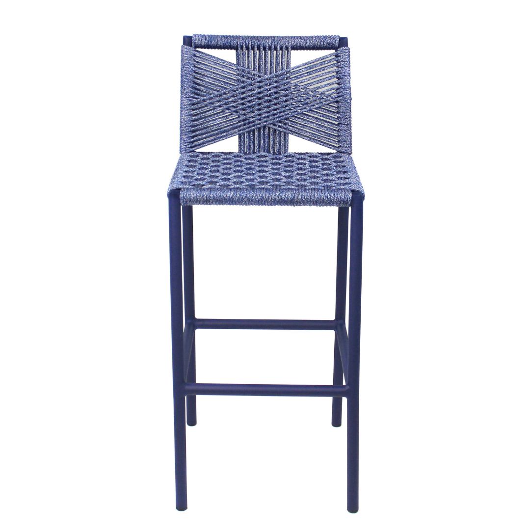Taburete Joly Aluminio Color Azul Cuerda Náutica Color Azul Mixto