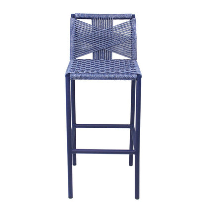 Taburete Joly Aluminio Color Azul Cuerda Náutica Color Azul Mixto