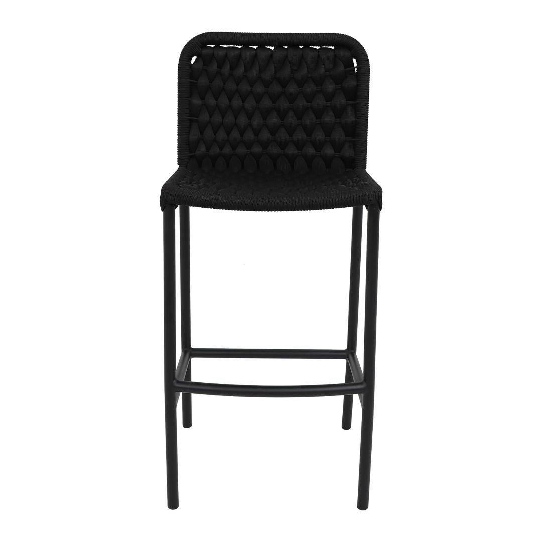 Ocean Stool Aluminum Black Color Nautical Knit Black Color