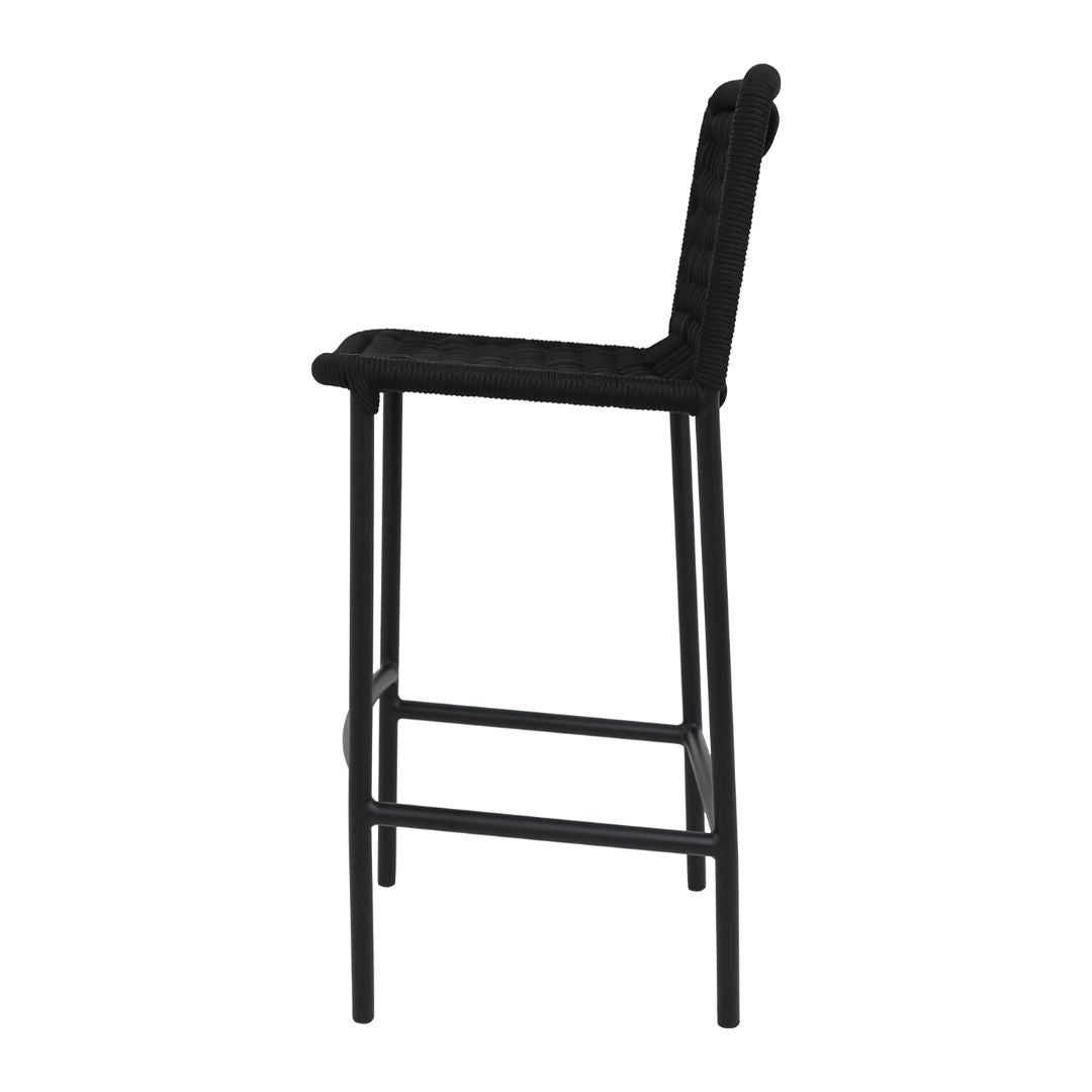 Ocean Stool Aluminum Black Color Nautical Knit Black Color