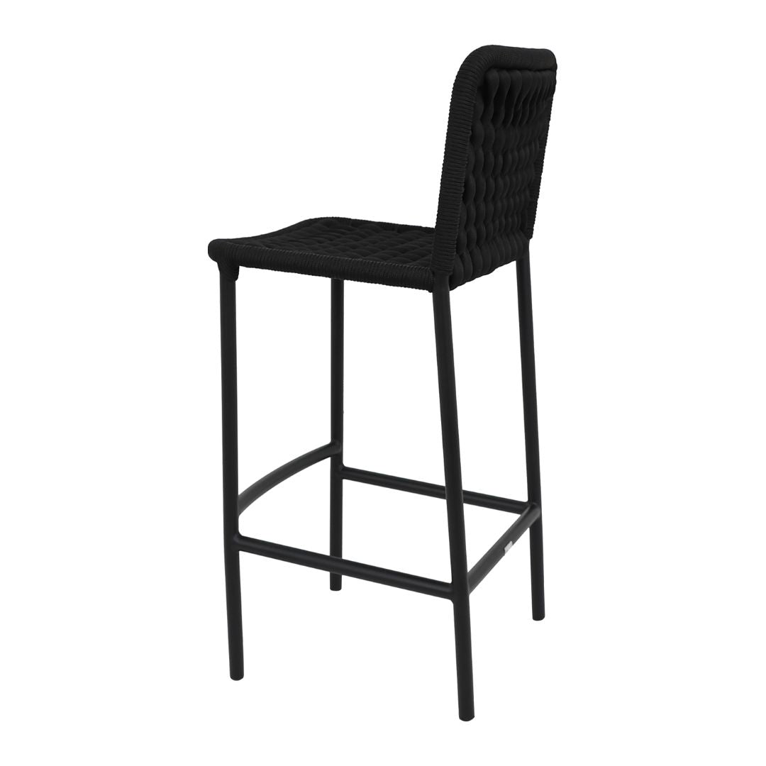 Ocean Stool Aluminum Black Color Nautical Knit Black Color