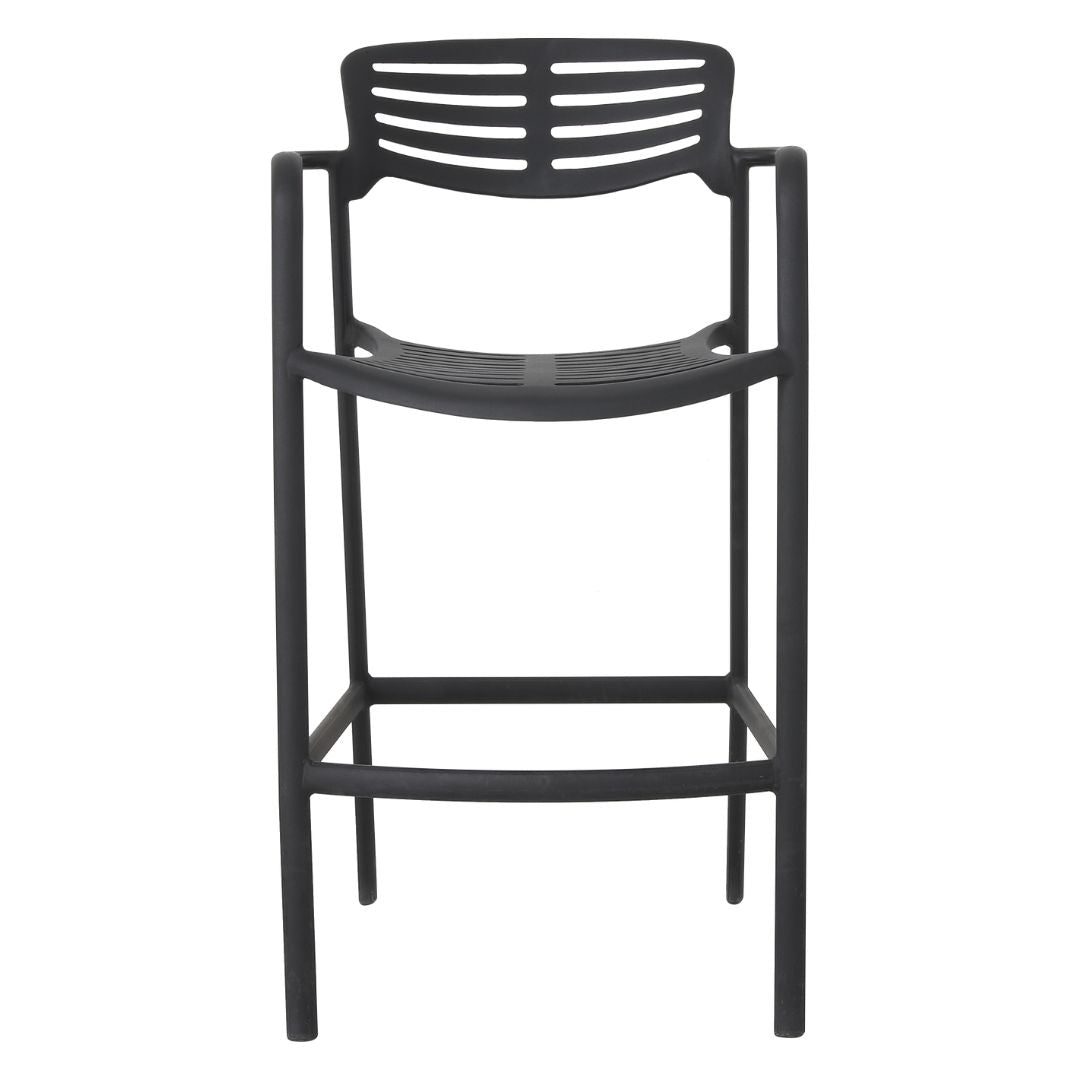 Plaza Stool with Aluminum Armrest, Black Color