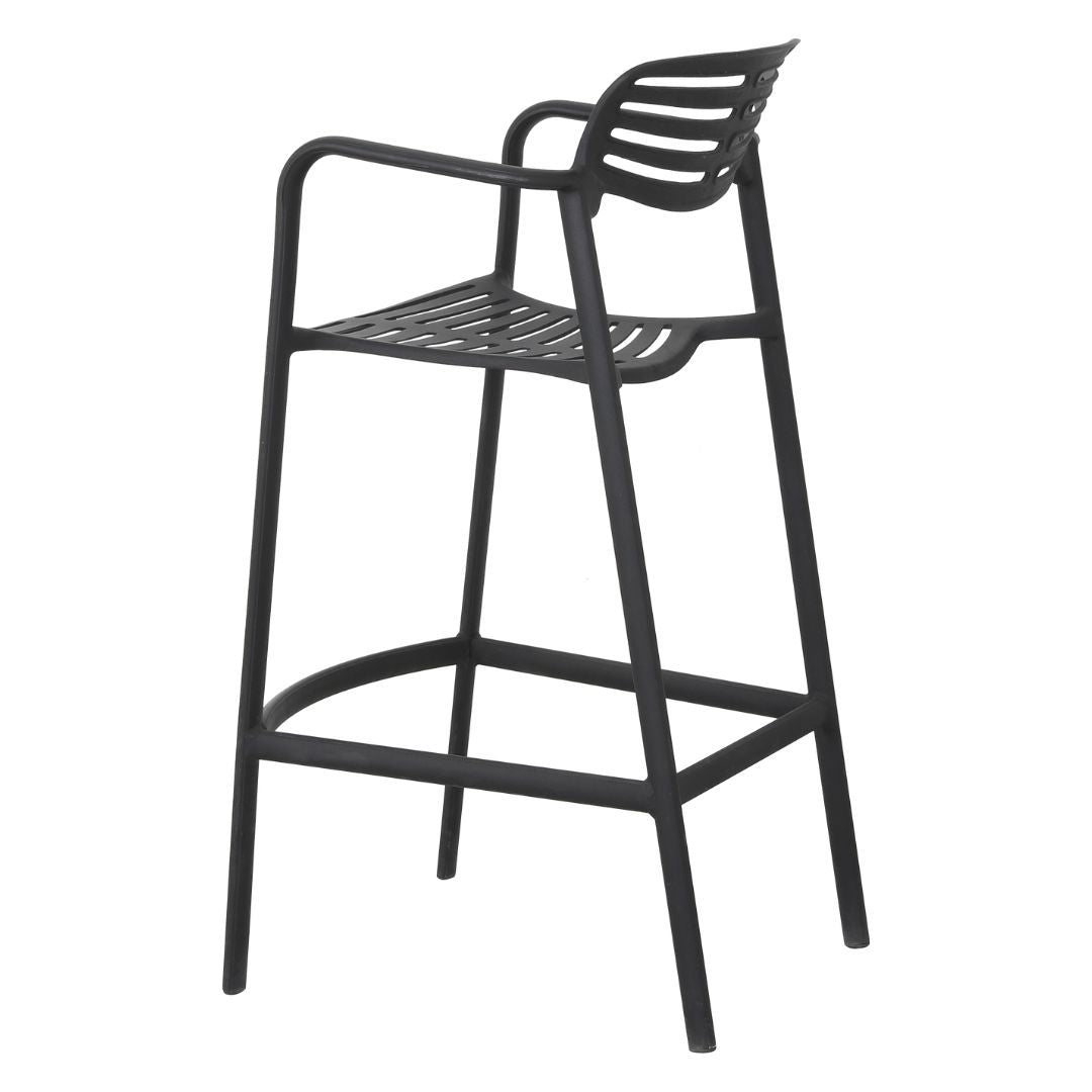 Plaza Stool with Aluminum Armrest, Black Color