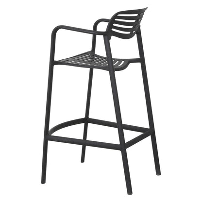 Plaza Stool with Aluminum Armrest, Black Color
