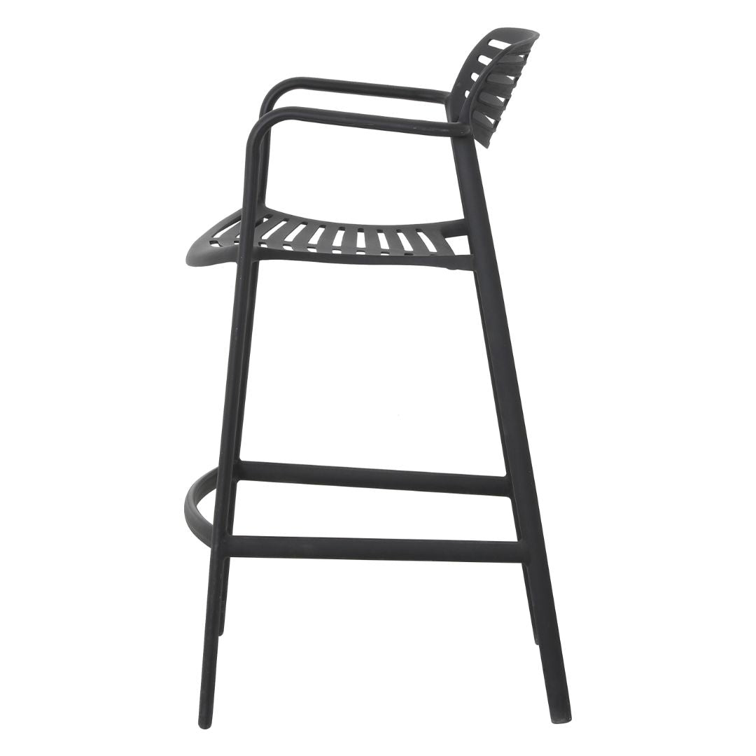 Plaza Stool with Aluminum Armrest, Black Color