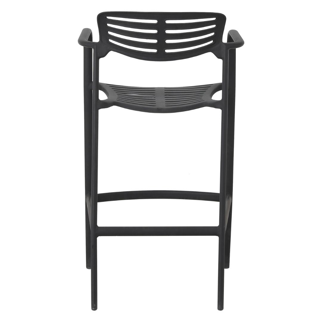 Plaza Stool with Aluminum Armrest, Black Color