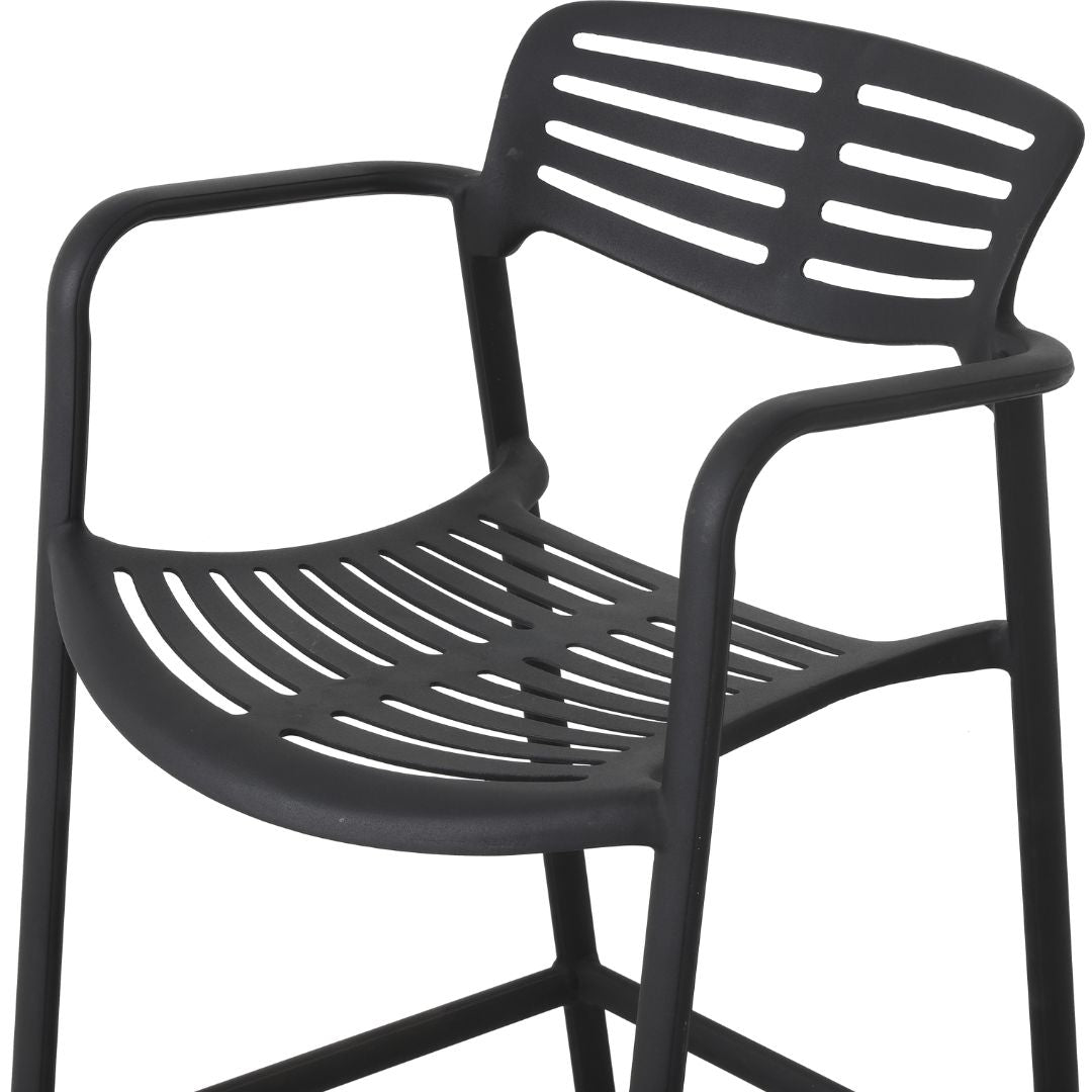 Plaza Stool with Aluminum Armrest, Black Color