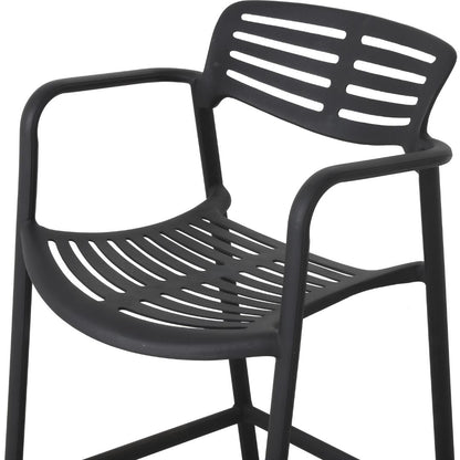 Plaza Stool with Aluminum Armrest, Black Color