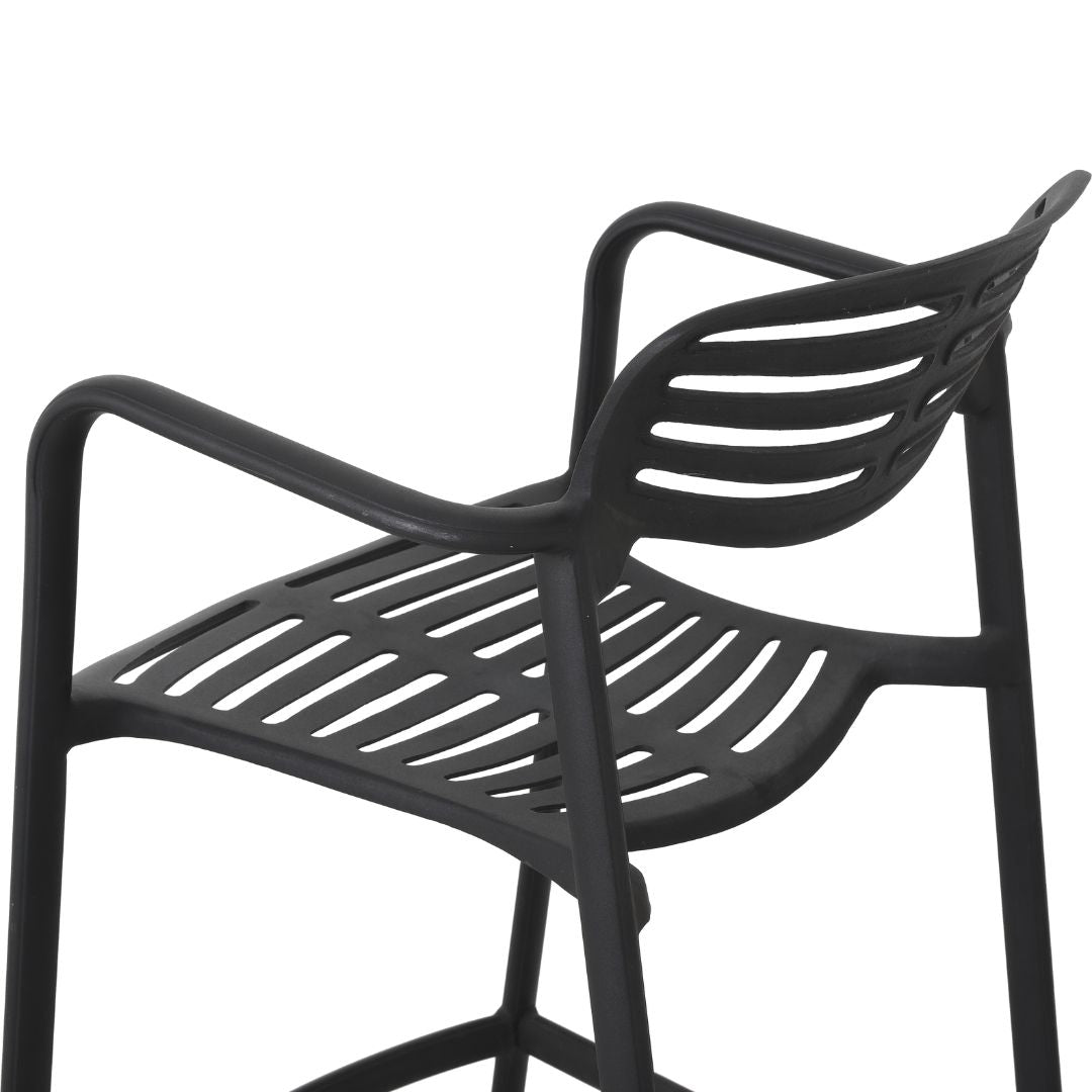 Plaza Stool with Aluminum Armrest, Black Color