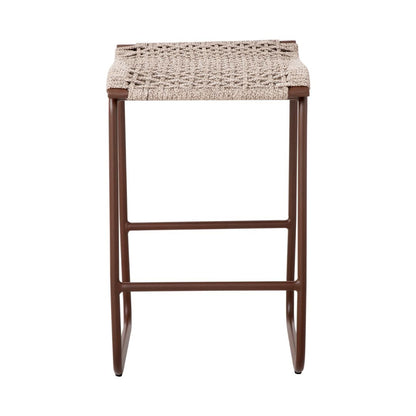 Britto Aluminum Stool Corten Color Flat Nautical Rope Mixed Sand Color