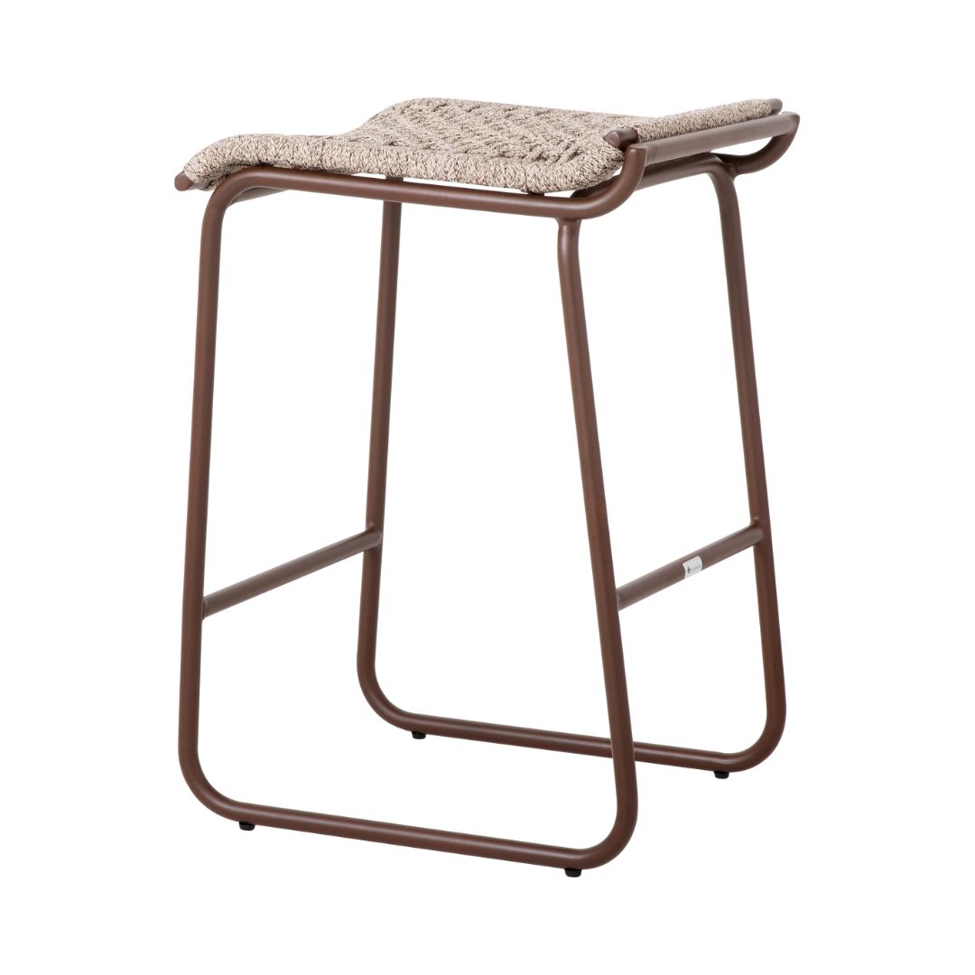 Britto Aluminum Stool Corten Color Flat Nautical Rope Mixed Sand Color