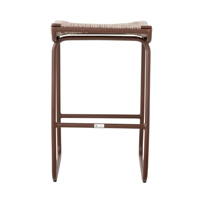 Britto Aluminum Stool Corten Color Flat Nautical Rope Mixed Sand Color