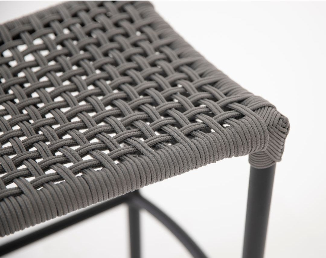 Giardino Stool Aluminum Black Color Nautical Rope Silver Color