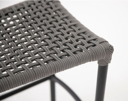 Giardino Stool Aluminum Black Color Nautical Rope Silver Color
