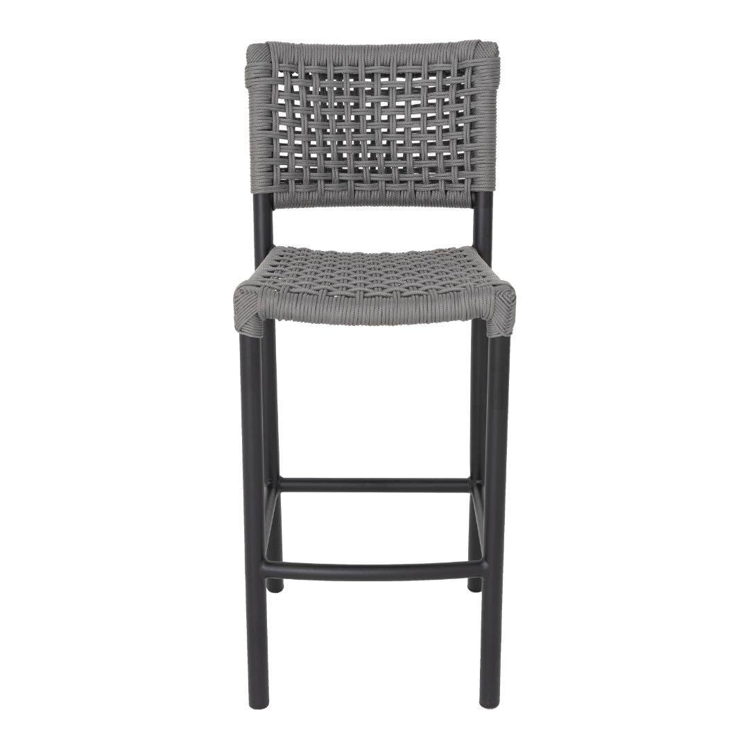 Giardino Stool Aluminum Black Color Nautical Rope Silver Color