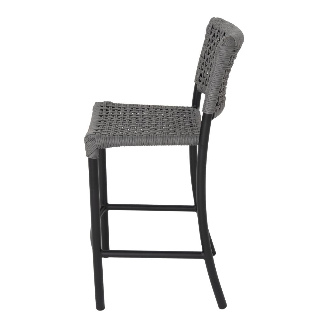 Giardino Stool Aluminum Black Color Nautical Rope Silver Color