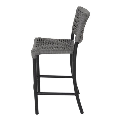 Giardino Stool Aluminum Black Color Nautical Rope Silver Color