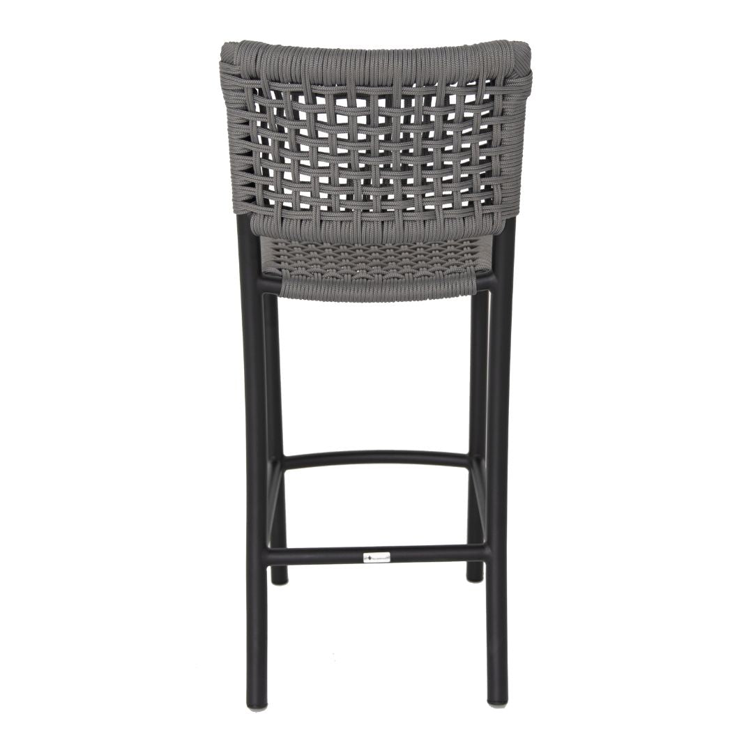 Giardino Stool Aluminum Black Color Nautical Rope Silver Color