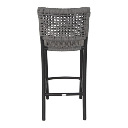 Giardino Stool Aluminum Black Color Nautical Rope Silver Color
