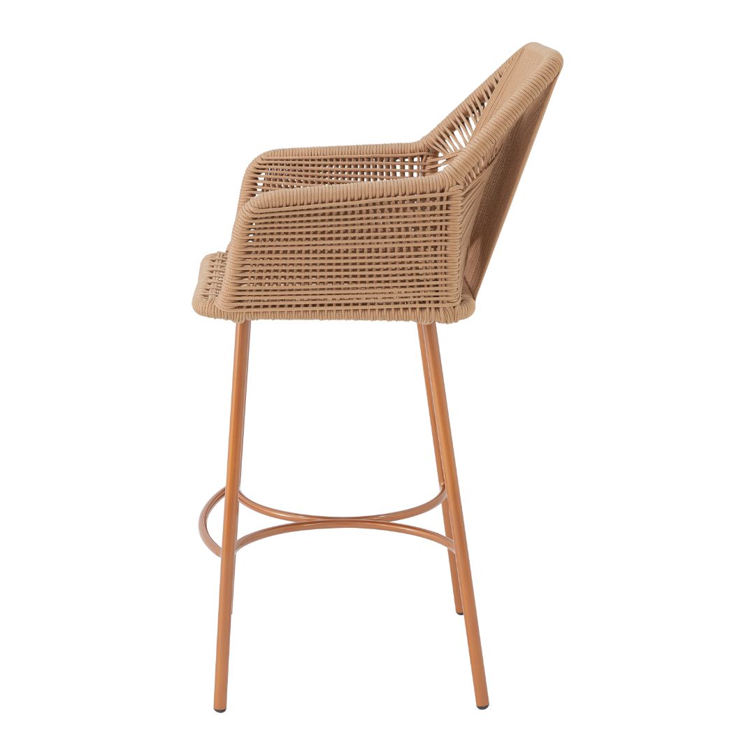 Giorgio Aluminum Stool, Copper Varnish Color, Nautical Rope, Bronze Color