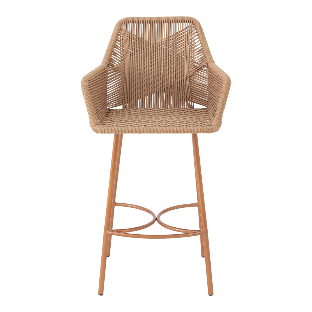 Giorgio Aluminum Stool, Copper Varnish Color, Nautical Rope, Bronze Color