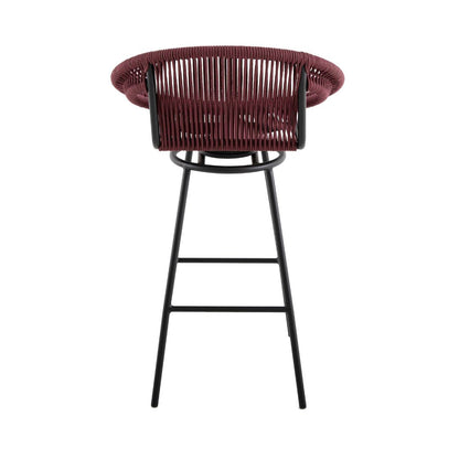 Taburete Martin Aluminio Cuerda Náutica Negra Color Marsala